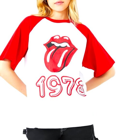 Rolling Stones Tongue Logo Tour 1978 rock Raglan T-Shirt L big NWT - Picture 1 of 5